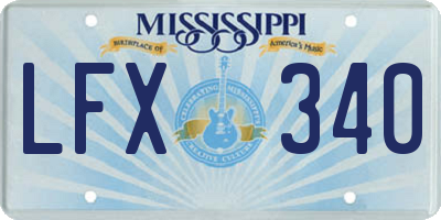 MS license plate LFX340