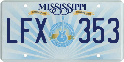 MS license plate LFX353