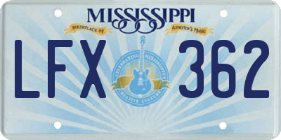MS license plate LFX362