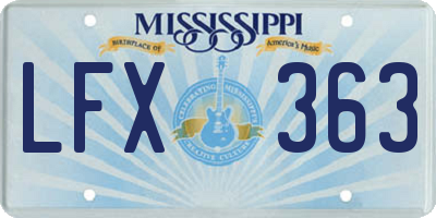 MS license plate LFX363