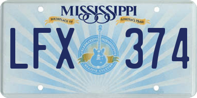 MS license plate LFX374