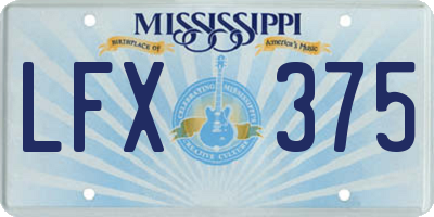 MS license plate LFX375
