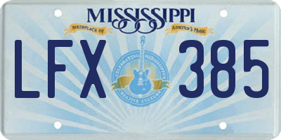 MS license plate LFX385