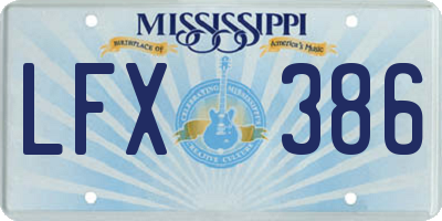 MS license plate LFX386