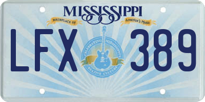 MS license plate LFX389