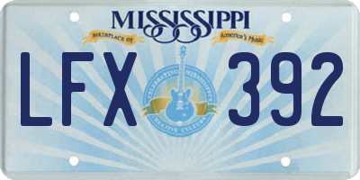MS license plate LFX392