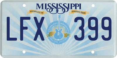 MS license plate LFX399