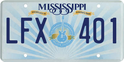 MS license plate LFX401