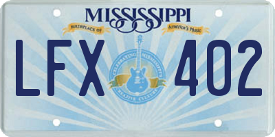 MS license plate LFX402