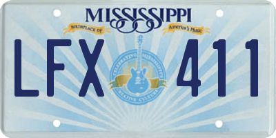 MS license plate LFX411