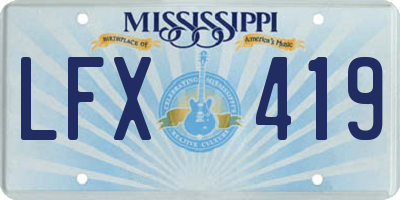 MS license plate LFX419
