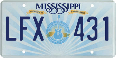 MS license plate LFX431