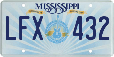 MS license plate LFX432