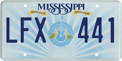 MS license plate LFX441