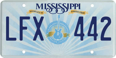 MS license plate LFX442