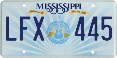 MS license plate LFX445