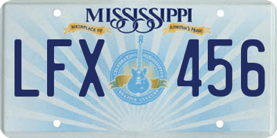 MS license plate LFX456