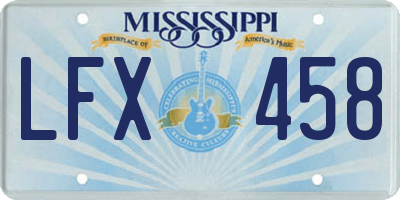MS license plate LFX458