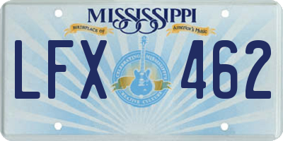 MS license plate LFX462