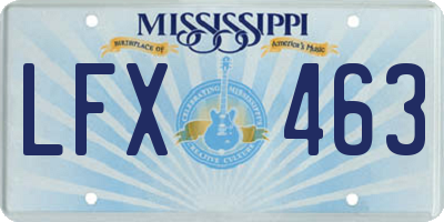 MS license plate LFX463