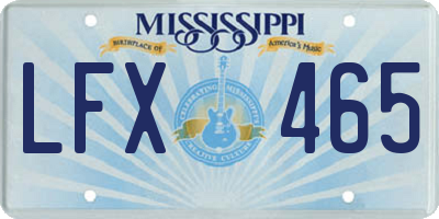 MS license plate LFX465