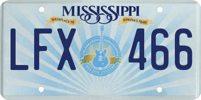 MS license plate LFX466