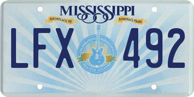 MS license plate LFX492