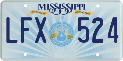 MS license plate LFX524