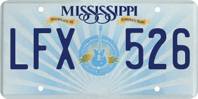 MS license plate LFX526