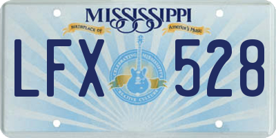 MS license plate LFX528