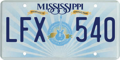 MS license plate LFX540