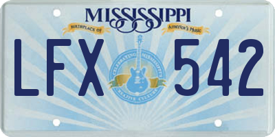 MS license plate LFX542