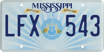MS license plate LFX543