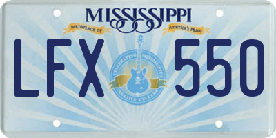 MS license plate LFX550
