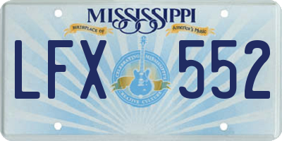 MS license plate LFX552