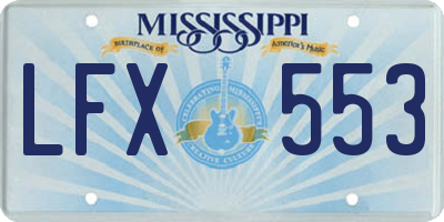 MS license plate LFX553