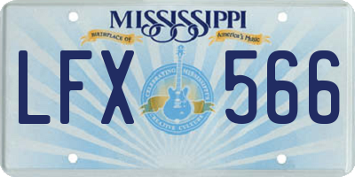 MS license plate LFX566