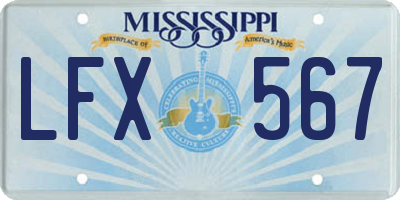 MS license plate LFX567