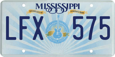 MS license plate LFX575