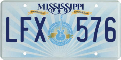 MS license plate LFX576