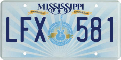 MS license plate LFX581