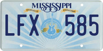 MS license plate LFX585
