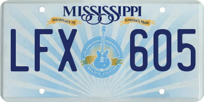 MS license plate LFX605