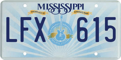 MS license plate LFX615