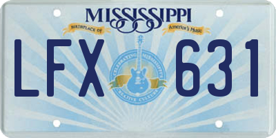 MS license plate LFX631
