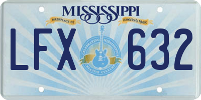 MS license plate LFX632