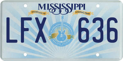 MS license plate LFX636