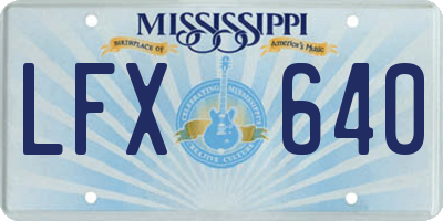 MS license plate LFX640