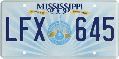 MS license plate LFX645