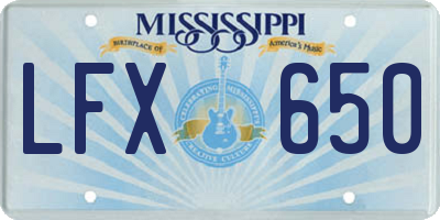 MS license plate LFX650